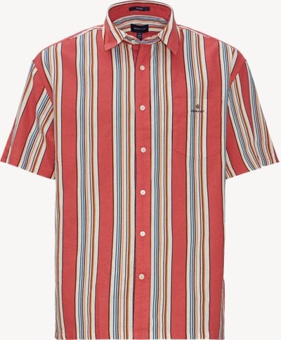Stripe Town Linen Cotton Kortærmet Skjorte Relaxed fit | Stripe Town Linen Cotton Kortærmet Skjorte | Rød
